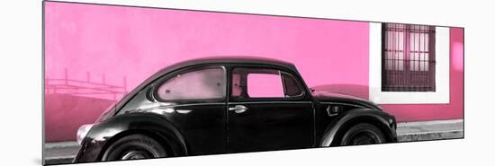 ¡Viva Mexico! Panoramic Collection - The Black VW Beetle Car with Light Pink Wall-Philippe Hugonnard-Mounted Photographic Print