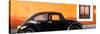 ¡Viva Mexico! Panoramic Collection - The Black VW Beetle Car with Orange Wall-Philippe Hugonnard-Stretched Canvas