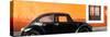 ¡Viva Mexico! Panoramic Collection - The Black VW Beetle Car with Orange Wall-Philippe Hugonnard-Stretched Canvas