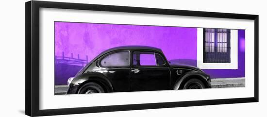 ¡Viva Mexico! Panoramic Collection - The Black VW Beetle Car with Purple Wall-Philippe Hugonnard-Framed Photographic Print