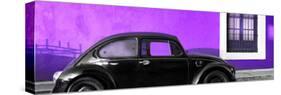 ¡Viva Mexico! Panoramic Collection - The Black VW Beetle Car with Purple Wall-Philippe Hugonnard-Stretched Canvas