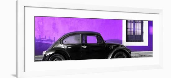 ¡Viva Mexico! Panoramic Collection - The Black VW Beetle Car with Purple Wall-Philippe Hugonnard-Framed Photographic Print