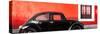 ¡Viva Mexico! Panoramic Collection - The Black VW Beetle Car with Red Wall-Philippe Hugonnard-Stretched Canvas