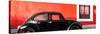 ¡Viva Mexico! Panoramic Collection - The Black VW Beetle Car with Red Wall-Philippe Hugonnard-Stretched Canvas