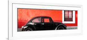 ¡Viva Mexico! Panoramic Collection - The Black VW Beetle Car with Red Wall-Philippe Hugonnard-Framed Photographic Print