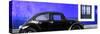 ¡Viva Mexico! Panoramic Collection - The Black VW Beetle Car with Royal Blue Wall-Philippe Hugonnard-Stretched Canvas