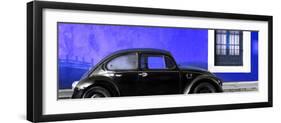 ¡Viva Mexico! Panoramic Collection - The Black VW Beetle Car with Royal Blue Wall-Philippe Hugonnard-Framed Photographic Print