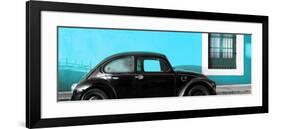 ¡Viva Mexico! Panoramic Collection - The Black VW Beetle Car with Turquoise Wall-Philippe Hugonnard-Framed Photographic Print