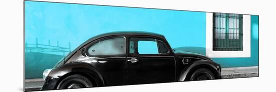 ¡Viva Mexico! Panoramic Collection - The Black VW Beetle Car with Turquoise Wall-Philippe Hugonnard-Mounted Photographic Print