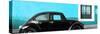 ¡Viva Mexico! Panoramic Collection - The Black VW Beetle Car with Turquoise Wall-Philippe Hugonnard-Stretched Canvas