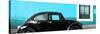 ¡Viva Mexico! Panoramic Collection - The Black VW Beetle Car with Turquoise Wall-Philippe Hugonnard-Stretched Canvas