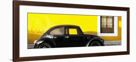 ¡Viva Mexico! Panoramic Collection - The Black VW Beetle Car with Yellow Wall-Philippe Hugonnard-Framed Photographic Print