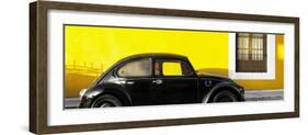 ¡Viva Mexico! Panoramic Collection - The Black VW Beetle Car with Yellow Wall-Philippe Hugonnard-Framed Photographic Print