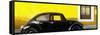 ¡Viva Mexico! Panoramic Collection - The Black VW Beetle Car with Yellow Wall-Philippe Hugonnard-Framed Stretched Canvas