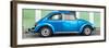 ¡Viva Mexico! Panoramic Collection - The Blue VW Beetle Car with Green Street Wall-Philippe Hugonnard-Framed Photographic Print