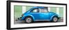 ¡Viva Mexico! Panoramic Collection - The Blue VW Beetle Car with Green Street Wall-Philippe Hugonnard-Framed Photographic Print