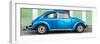 ¡Viva Mexico! Panoramic Collection - The Blue VW Beetle Car with Green Street Wall-Philippe Hugonnard-Framed Photographic Print