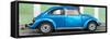 ¡Viva Mexico! Panoramic Collection - The Blue VW Beetle Car with Green Street Wall-Philippe Hugonnard-Framed Stretched Canvas