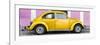 ¡Viva Mexico! Panoramic Collection - The Gold VW Beetle Car with Light Pink Street Wall-Philippe Hugonnard-Framed Photographic Print