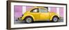 ¡Viva Mexico! Panoramic Collection - The Gold VW Beetle Car with Light Pink Street Wall-Philippe Hugonnard-Framed Photographic Print