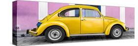 ¡Viva Mexico! Panoramic Collection - The Gold VW Beetle Car with Light Pink Street Wall-Philippe Hugonnard-Stretched Canvas