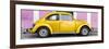 ¡Viva Mexico! Panoramic Collection - The Gold VW Beetle Car with Light Pink Street Wall-Philippe Hugonnard-Framed Photographic Print