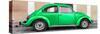 ¡Viva Mexico! Panoramic Collection - The Green VW Beetle Car with Salmon Street Wall-Philippe Hugonnard-Stretched Canvas