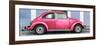 ¡Viva Mexico! Panoramic Collection - The Hot Pink VW Beetle Car with Powder Blue Street Wall-Philippe Hugonnard-Framed Photographic Print