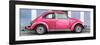 ¡Viva Mexico! Panoramic Collection - The Hot Pink VW Beetle Car with Powder Blue Street Wall-Philippe Hugonnard-Framed Photographic Print