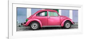 ¡Viva Mexico! Panoramic Collection - The Hot Pink VW Beetle Car with Powder Blue Street Wall-Philippe Hugonnard-Framed Photographic Print