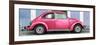 ¡Viva Mexico! Panoramic Collection - The Hot Pink VW Beetle Car with Powder Blue Street Wall-Philippe Hugonnard-Framed Photographic Print