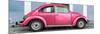 ¡Viva Mexico! Panoramic Collection - The Hot Pink VW Beetle Car with Powder Blue Street Wall-Philippe Hugonnard-Mounted Photographic Print