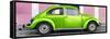 ¡Viva Mexico! Panoramic Collection - The Kelly Green VW Beetle Car with Light Pink Street Wall-Philippe Hugonnard-Framed Stretched Canvas