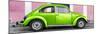 ¡Viva Mexico! Panoramic Collection - The Kelly Green VW Beetle Car with Light Pink Street Wall-Philippe Hugonnard-Mounted Photographic Print