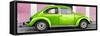 ¡Viva Mexico! Panoramic Collection - The Kelly Green VW Beetle Car with Light Pink Street Wall-Philippe Hugonnard-Framed Stretched Canvas