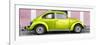 ¡Viva Mexico! Panoramic Collection - The Lime Green VW Beetle Car with Light Pink Street Wall-Philippe Hugonnard-Framed Premium Photographic Print