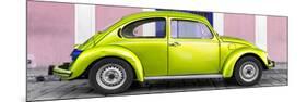 ¡Viva Mexico! Panoramic Collection - The Lime Green VW Beetle Car with Light Pink Street Wall-Philippe Hugonnard-Mounted Premium Photographic Print