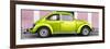 ¡Viva Mexico! Panoramic Collection - The Lime Green VW Beetle Car with Light Pink Street Wall-Philippe Hugonnard-Framed Photographic Print