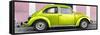 ¡Viva Mexico! Panoramic Collection - The Lime Green VW Beetle Car with Light Pink Street Wall-Philippe Hugonnard-Framed Stretched Canvas