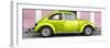 ¡Viva Mexico! Panoramic Collection - The Lime Green VW Beetle Car with Light Pink Street Wall-Philippe Hugonnard-Framed Photographic Print