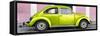 ¡Viva Mexico! Panoramic Collection - The Lime Green VW Beetle Car with Light Pink Street Wall-Philippe Hugonnard-Framed Stretched Canvas