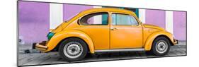 ¡Viva Mexico! Panoramic Collection - The Orange VW Beetle Car with Mauve Street Wall-Philippe Hugonnard-Mounted Photographic Print