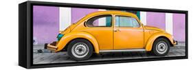 ¡Viva Mexico! Panoramic Collection - The Orange VW Beetle Car with Mauve Street Wall-Philippe Hugonnard-Framed Stretched Canvas