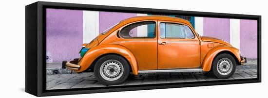 ¡Viva Mexico! Panoramic Collection - The Orange VW Beetle Car with Thistle Street Wall-Philippe Hugonnard-Framed Stretched Canvas