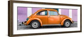 ¡Viva Mexico! Panoramic Collection - The Orange VW Beetle Car with Thistle Street Wall-Philippe Hugonnard-Framed Photographic Print