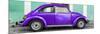 ¡Viva Mexico! Panoramic Collection - The Purple VW Beetle Car with Coral Green Street Wall-Philippe Hugonnard-Mounted Photographic Print