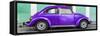 ¡Viva Mexico! Panoramic Collection - The Purple VW Beetle Car with Coral Green Street Wall-Philippe Hugonnard-Framed Stretched Canvas