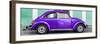 ¡Viva Mexico! Panoramic Collection - The Purple VW Beetle Car with Coral Green Street Wall-Philippe Hugonnard-Framed Photographic Print