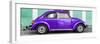 ¡Viva Mexico! Panoramic Collection - The Purple VW Beetle Car with Coral Green Street Wall-Philippe Hugonnard-Framed Photographic Print