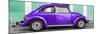 ¡Viva Mexico! Panoramic Collection - The Purple VW Beetle Car with Coral Green Street Wall-Philippe Hugonnard-Mounted Photographic Print